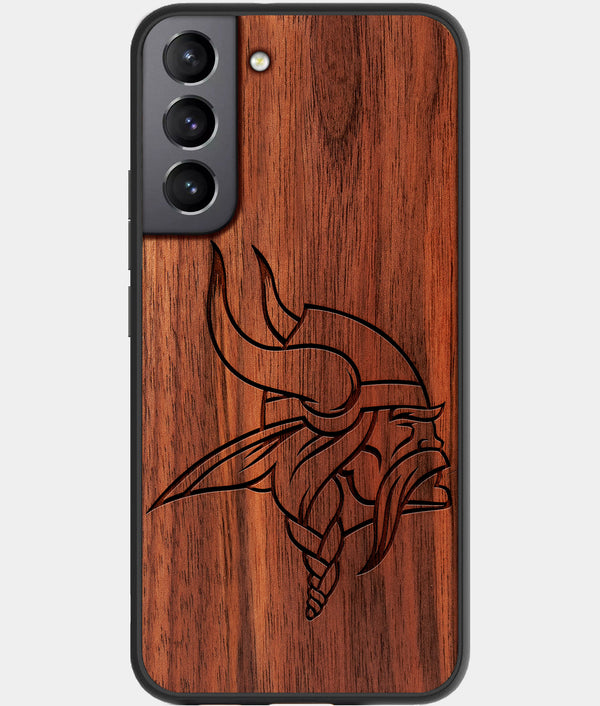 Best Walnut Wood Minnesota Vikings Galaxy S21 FE Case - Custom Engraved Cover - Engraved In Nature