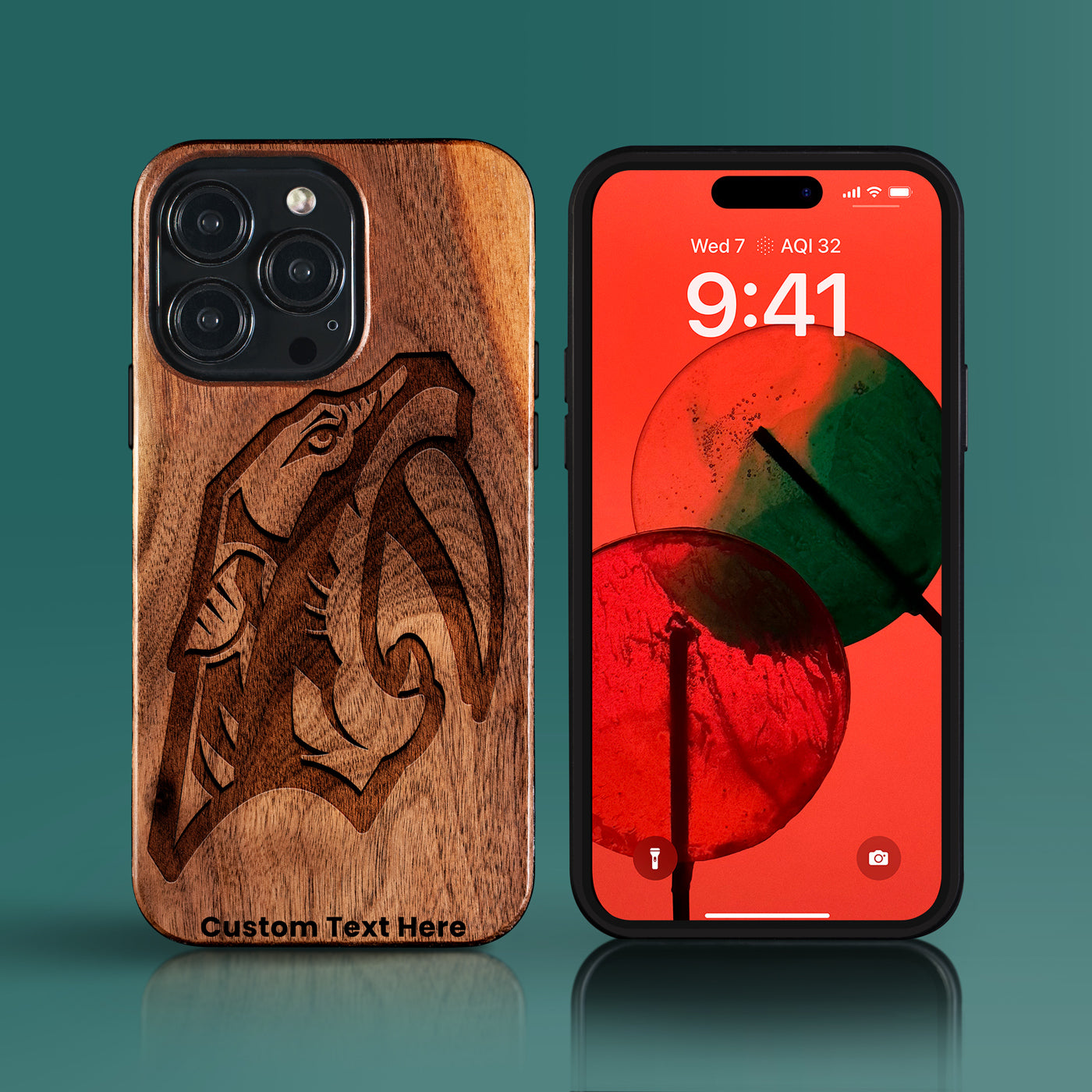 Custom Nashville Predators iPhone 15/15 Pro/15 Pro Max/15 Plus Case - Carved Wood Predators Cover