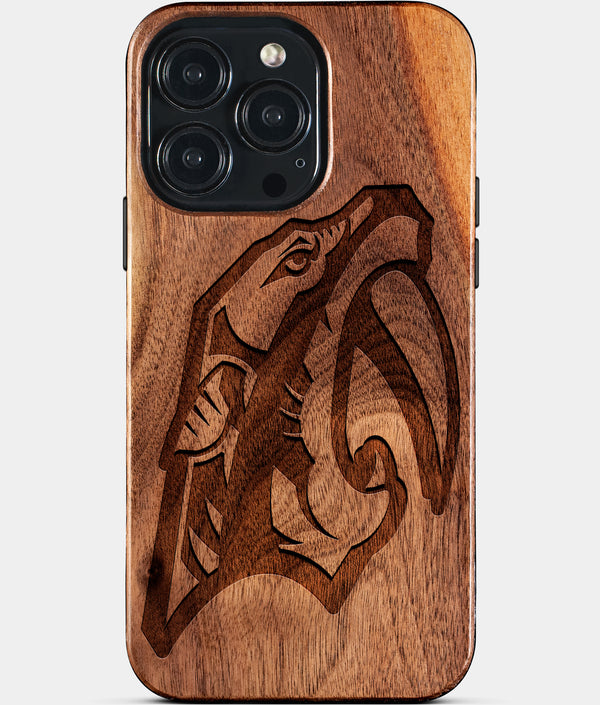 Custom Nashville Predators iPhone 15/15 Pro/15 Pro Max/15 Plus Case - Wood Predators Cover - Eco-friendly Nashville Predators iPhone 15 Case - Carved Wood Custom Nashville Predators Gift For Him - Monogrammed Personalized iPhone 15 Cover By Engraved In Nature