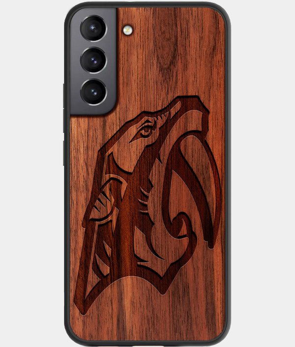 Best Walnut Wood Nashville Predators Galaxy S21 FE Case - Custom Engraved Cover - Engraved In Nature