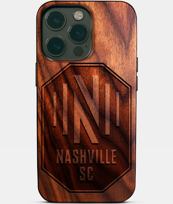 Custom Nashville SC iPhone 14/14 Pro/14 Pro Max/14 Plus Case - Wood Nashville SC Cover - Eco-friendly Nashville SC iPhone 14 Case - Carved Wood Custom Nashville SC Gift For Him - Monogrammed Personalized iPhone 14 Cover By Engraved In Nature