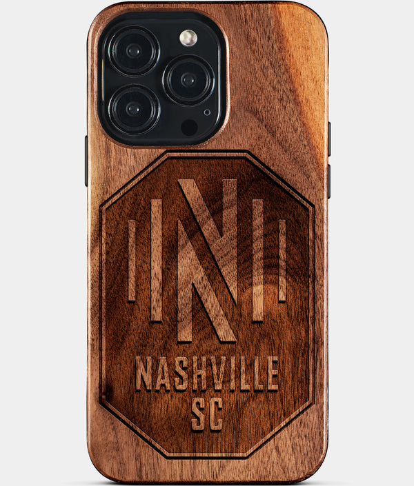Custom Nashville SC iPhone 15/15 Pro/15 Pro Max/15 Plus Case - Wood Nashville SC Cover - Eco-friendly Nashville SC iPhone 15 Case - Carved Wood Custom Nashville SC Gift For Him - Monogrammed Personalized iPhone 15 Cover By Engraved In Nature