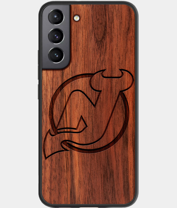 Best Walnut Wood New Jersey Devils Galaxy S21 FE Case - Custom Engraved Cover - Engraved In Nature