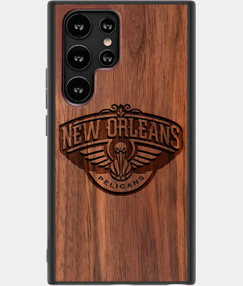 Best Wood New Orleans Pelicans Samsung Galaxy S22 Ultra Case - Custom Engraved Cover - Engraved In Nature