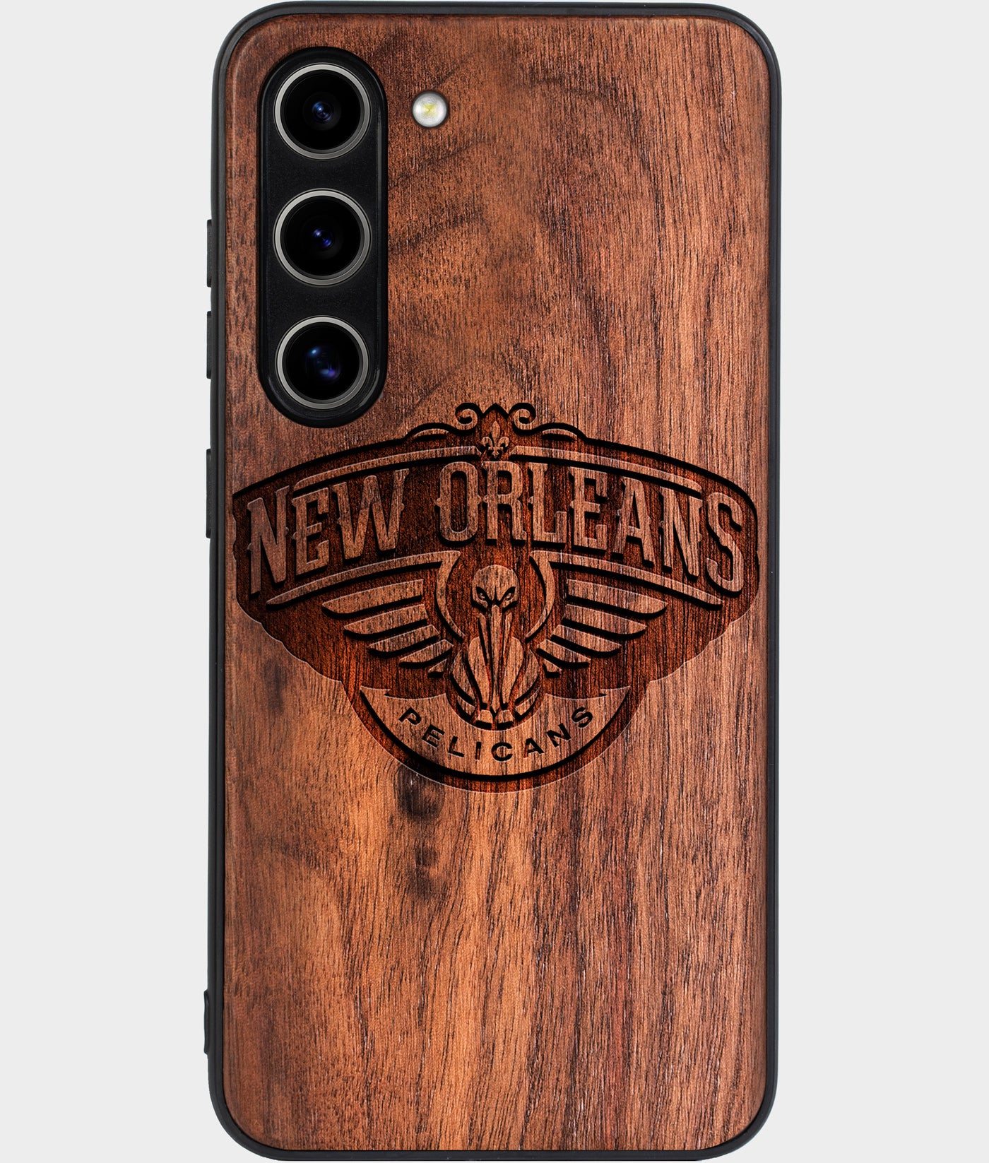 Best Wood New Orleans Pelicans Samsung Galaxy S24 Plus Case - Custom Engraved Cover - Engraved In Nature