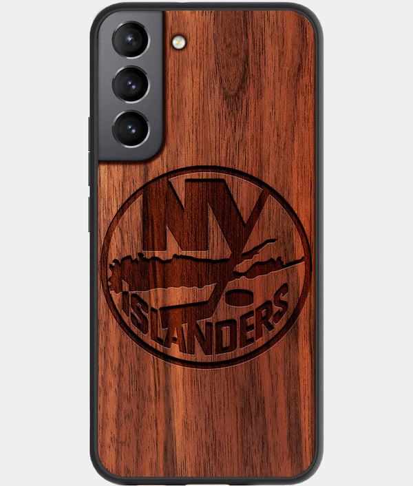 Best Walnut Wood New York Islanders Galaxy S21 FE Case - Custom Engraved Cover - Engraved In Nature