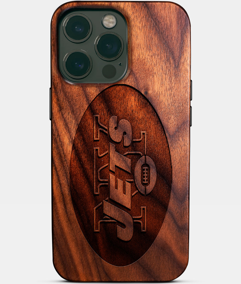 Custom New York Jets iPhone 14/14 Pro/14 Pro Max/14 Plus Case - Wood Jets Cover - Eco-friendly New York Jets iPhone 14 Case - Carved Wood Custom New York Jets Gift For Him - Monogrammed Personalized iPhone 14 Cover By Engraved In Nature