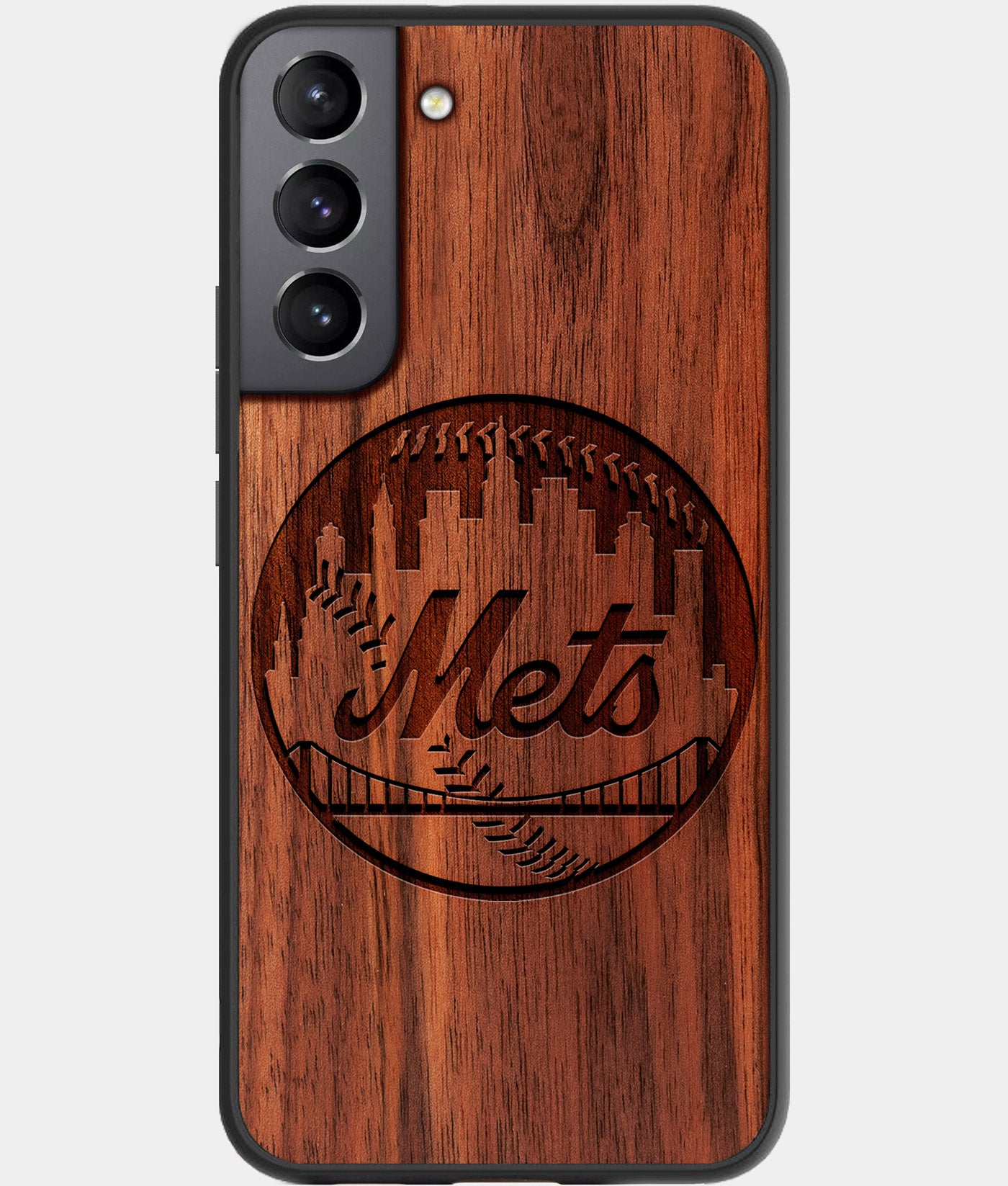 Best Wood New York Mets Samsung Galaxy S22 Plus Case - Custom Engraved Cover - Engraved In Nature