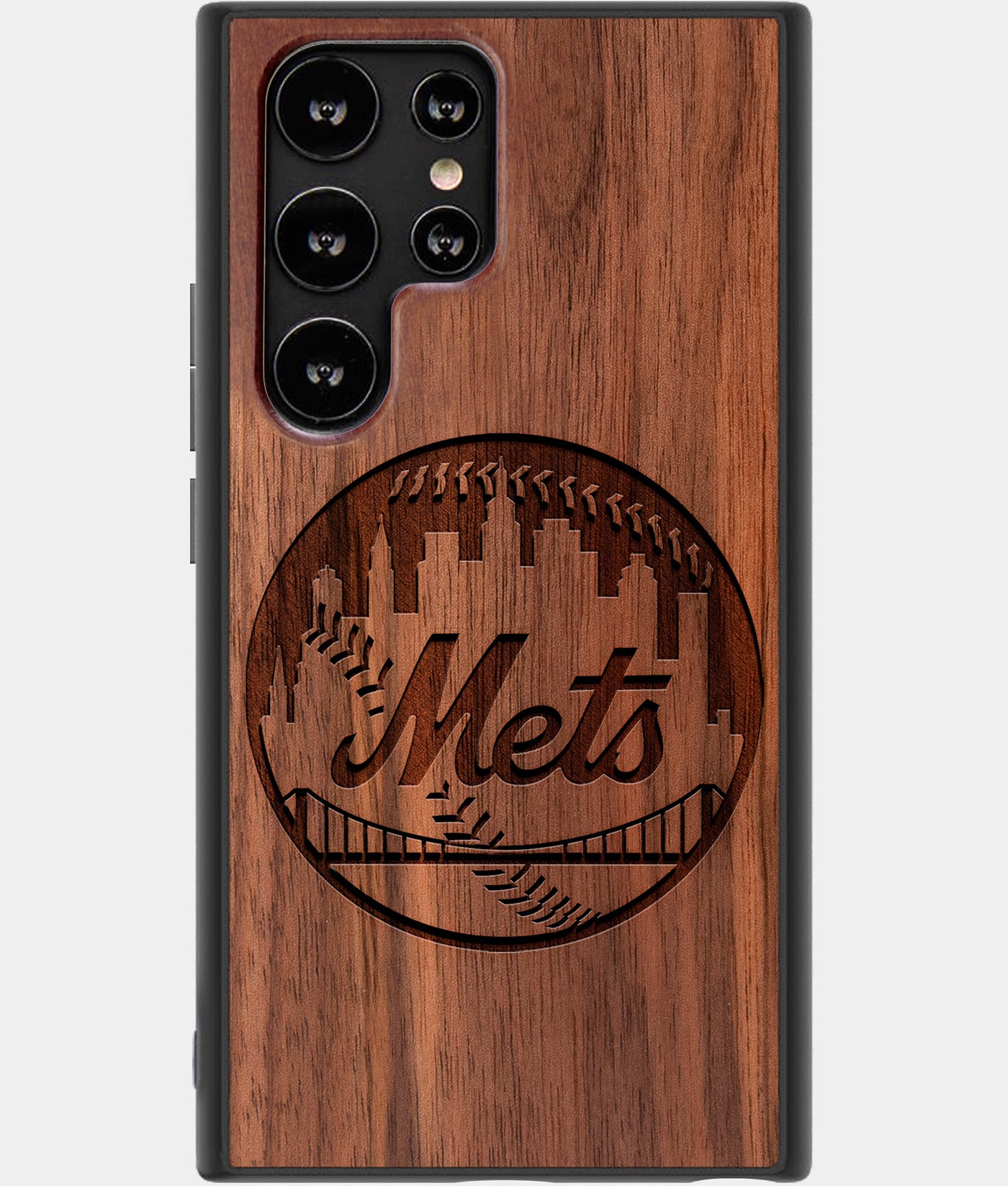 Best Wood New York Mets Samsung Galaxy S22 Ultra Case - Custom Engraved Cover - Engraved In Nature