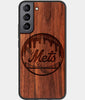 Best Wood New York Mets Samsung Galaxy S22 Case - Custom Engraved Cover - Engraved In Nature