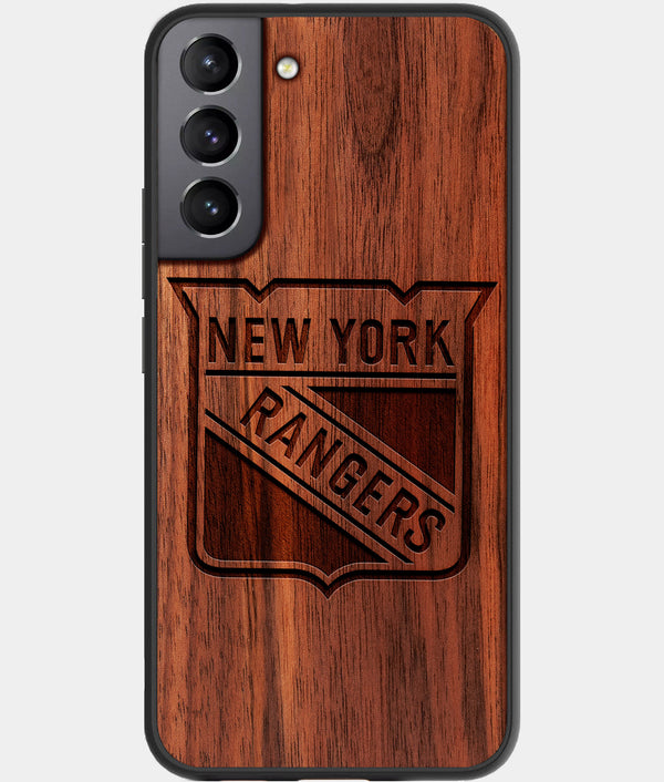 Best Walnut Wood New York Rangers Galaxy S21 FE Case - Custom Engraved Cover - Engraved In Nature
