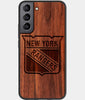 Best Wood New York Rangers Samsung Galaxy S22 Plus Case - Custom Engraved Cover - Engraved In Nature