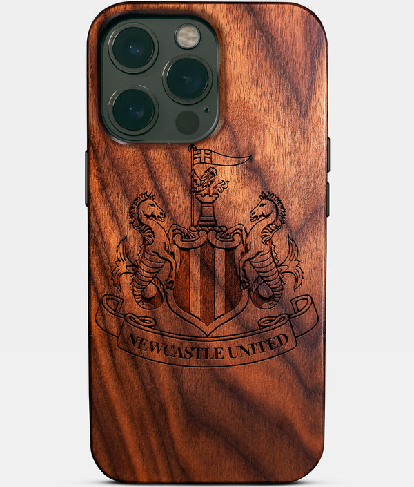 Custom Newcastle United F.C. iPhone 14/14 Pro/14 Pro Max/14 Plus Case - Wood Newcastle United FC Cover - Eco-friendly Newcastle United FC iPhone 14 Case - Carved Wood Custom Newcastle United FC Gift For Him - Monogrammed Personalized iPhone 14 Cover By Engraved In Nature