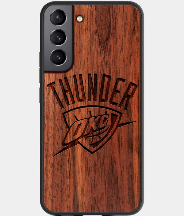 Best Walnut Wood OKC Thunder Galaxy S21 FE Case - Custom Engraved Cover - Engraved In Nature