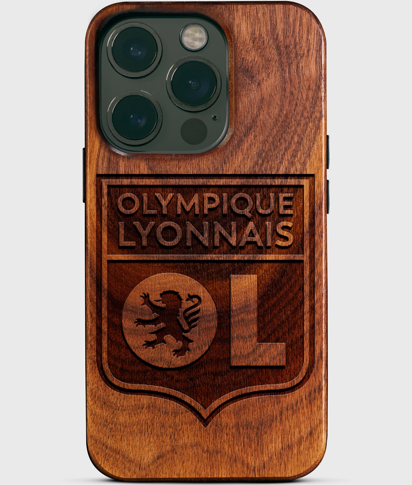 Custom Olympique Lyonnais iPhone Case - Carved Wood Personalized Olympique Lyonnais Football iPhone Covers