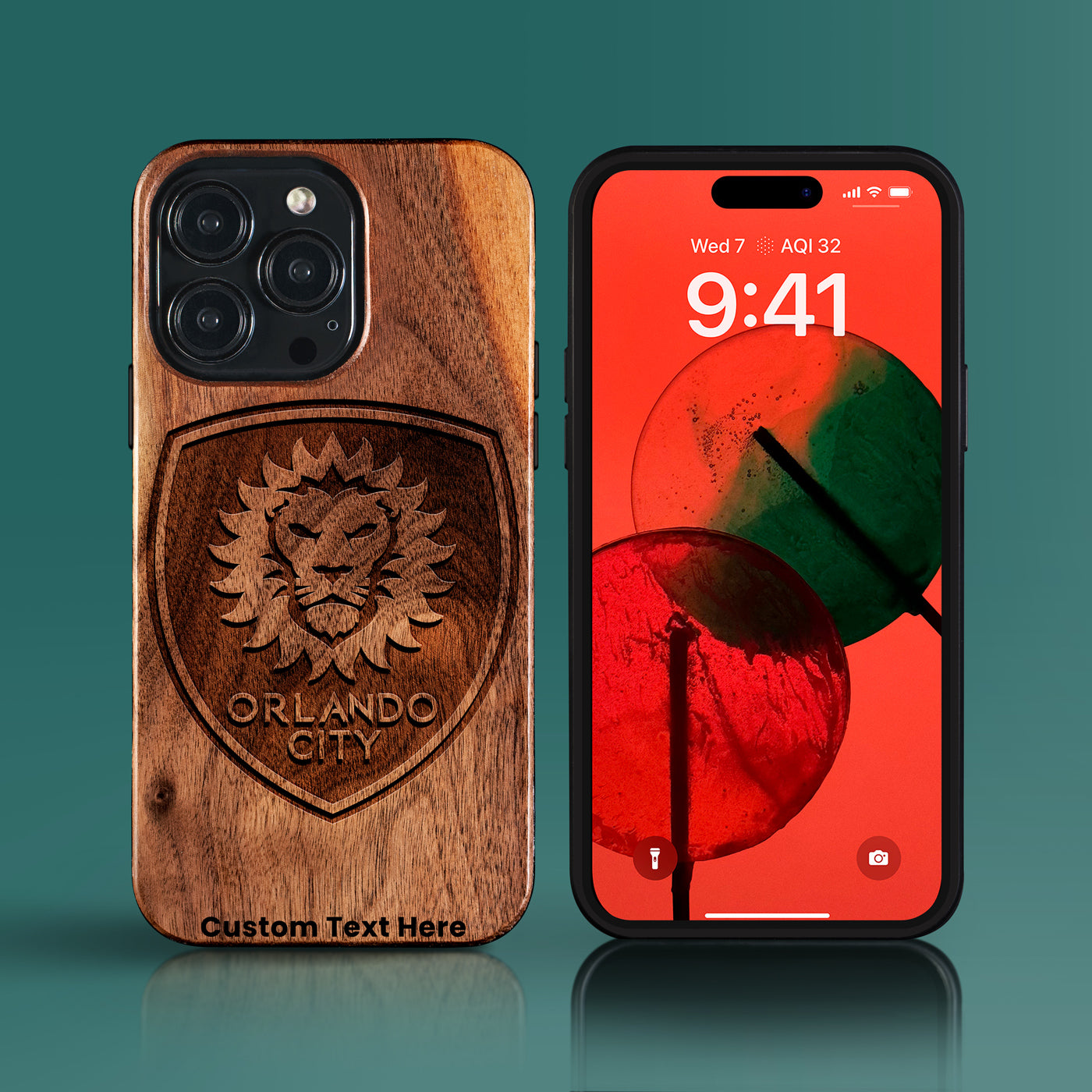 Custom Orlando City SC iPhone 15/15 Pro/15 Pro Max/15 Plus Case - Carved Wood Orlando City SC Cover