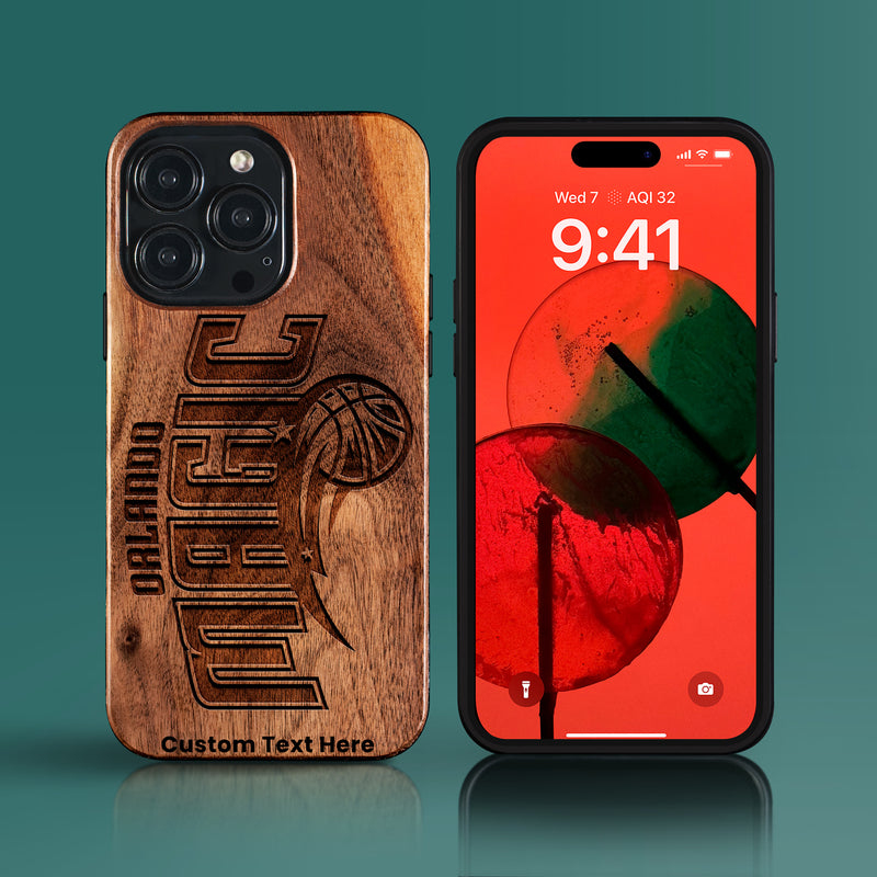 Custom Orlando Magic iPhone 15/15 Pro/15 Pro Max/15 Plus Case - Carved Wood Magic Cover