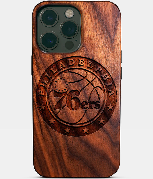 Custom Philadelphia 76Ers iPhone 14/14 Pro/14 Pro Max/14 Plus Case - Wood 76Ers Cover - Eco-friendly Philadelphia 76Ers iPhone 14 Case - Carved Wood Custom Philadelphia 76Ers Gift For Him - Monogrammed Personalized iPhone 14 Cover By Engraved In Nature