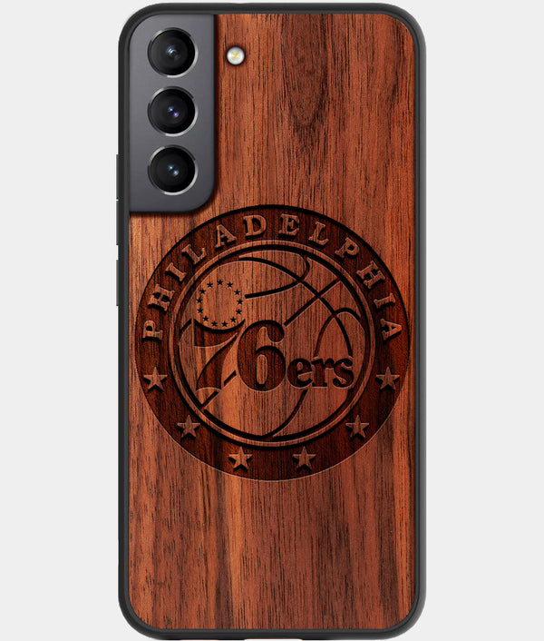 Best Walnut Wood Philadelphia 76Ers Galaxy S21 FE Case - Custom Engraved Cover - Engraved In Nature