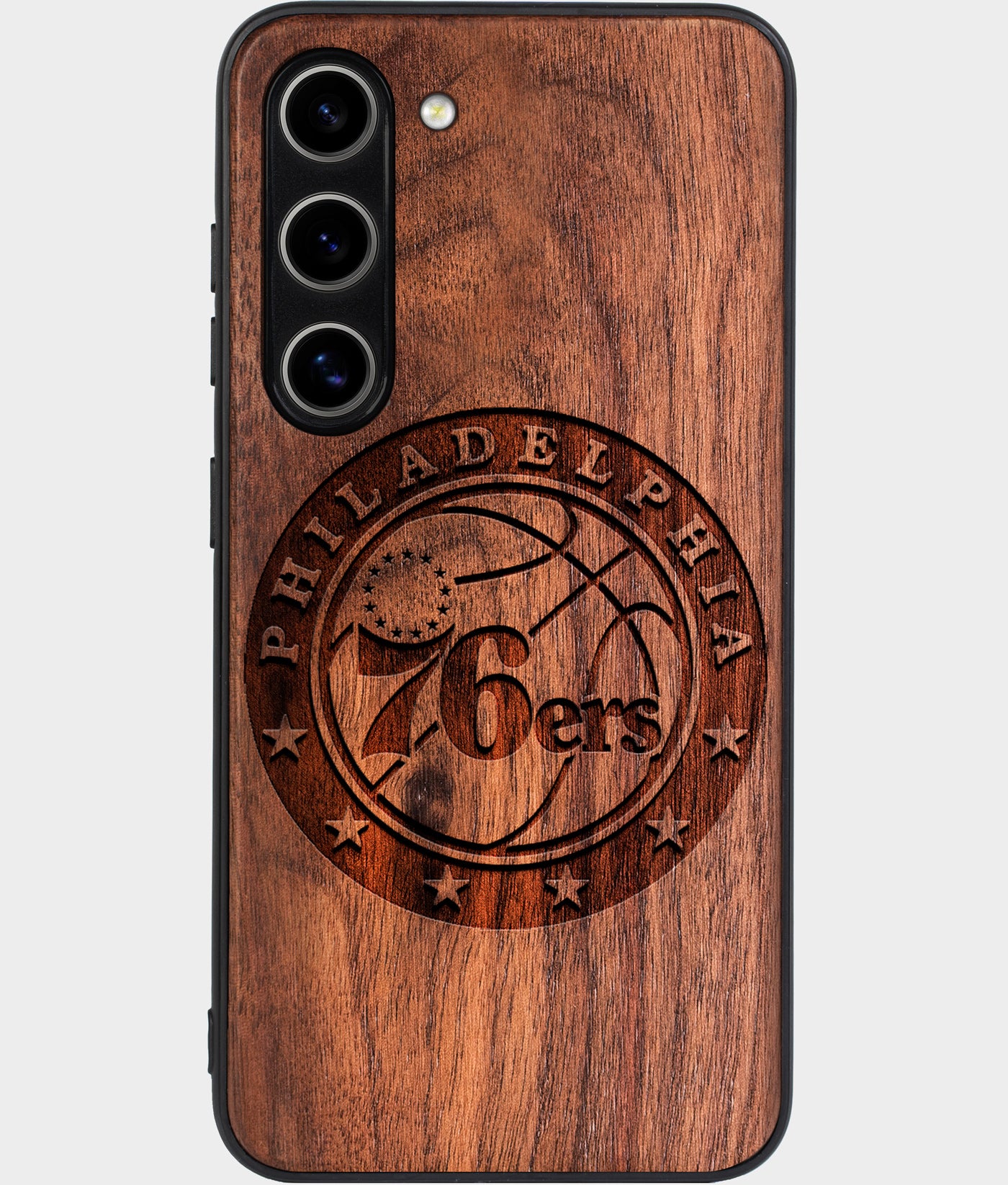 Best Wood Philadelphia 76Ers Samsung Galaxy S24 Plus Case - Custom Engraved Cover - Engraved In Nature