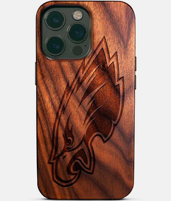 Custom Philadelphia Eagles iPhone 14/14 Pro/14 Pro Max/14 Plus Case - Wood Eagles Cover - Eco-friendly Philadelphia Eagles iPhone 14 Case - Carved Wood Custom Philadelphia Eagles Gift For Him - Monogrammed Personalized iPhone 14 Cover By Engraved In Nature