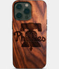 Custom Philadelphia Phillies iPhone 14/14 Pro/14 Pro Max/14 Plus Case - Wood Phillies Cover - Eco-friendly Philadelphia Phillies iPhone 14 Case - Carved Wood Custom Philadelphia Phillies Gift For Him - Monogrammed Personalized iPhone 14 Cover By Engraved In Nature