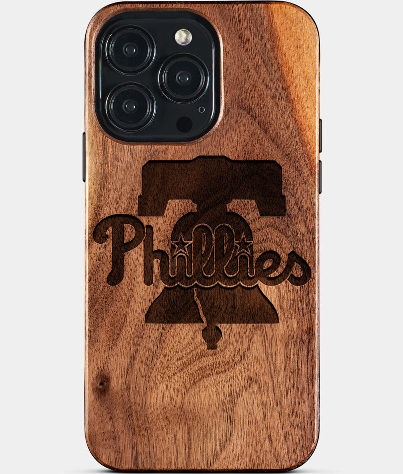 Custom Philadelphia Phillies iPhone 15/15 Pro/15 Pro Max/15 Plus Case - Wood Phillies Cover - Eco-friendly Philadelphia Phillies iPhone 15 Case - Carved Wood Custom Philadelphia Phillies Gift For Him - Monogrammed Personalized iPhone 15 Cover By Engraved In Nature