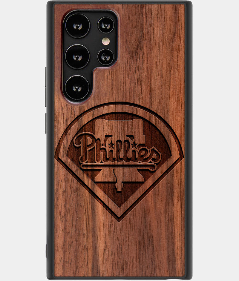 Best Wood Philadelphia Phillies Samsung Galaxy S22 Ultra Case - Custom Engraved Cover - Engraved In Nature