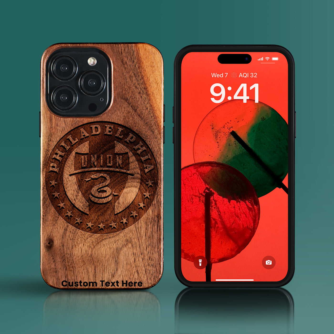 Custom Philadelphia Union iPhone 15/15 Pro/15 Pro Max/15 Plus Case - Carved Wood Philadelphia Union Cover