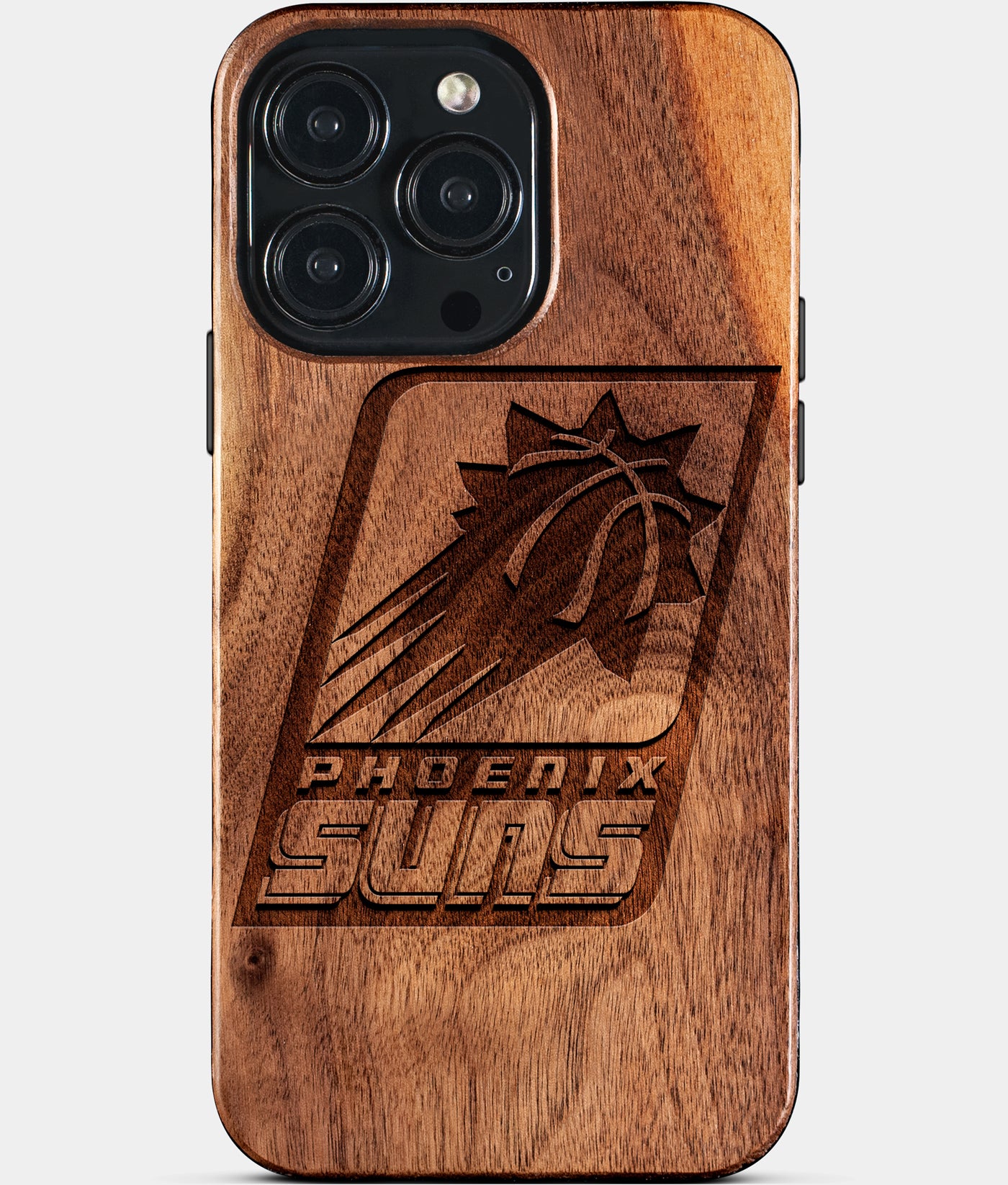 Custom Phoenix Suns iPhone 15/15 Pro/15 Pro Max/15 Plus Case - Wood Suns Cover - Eco-friendly Phoenix Suns iPhone 15 Case - Carved Wood Custom Phoenix Suns Gift For Him - Monogrammed Personalized iPhone 15 Cover By Engraved In Nature