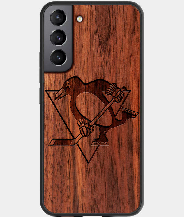 Best Walnut Wood Pittsburgh Penguins Galaxy S21 FE Case - Custom Engraved Cover - Engraved In Nature
