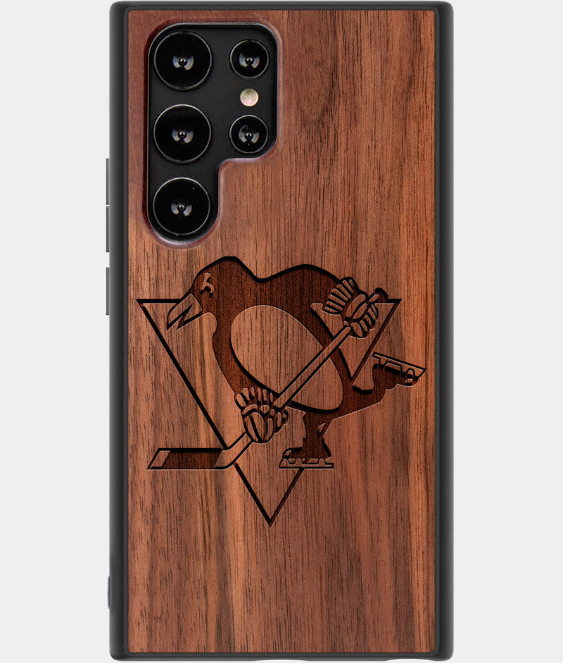 Best Wood Pittsburgh Penguins Samsung Galaxy S22 Ultra Case - Custom Engraved Cover - Engraved In Nature