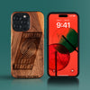 Custom Portland Trail Blazers iPhone 15/15 Pro/15 Pro Max/15 Plus Case - Carved Wood TrailBlazers Cover