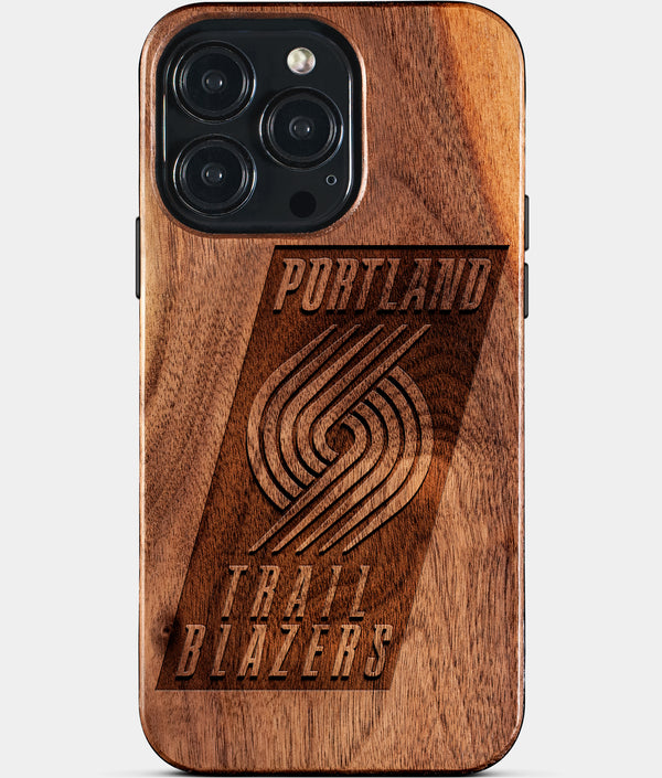 Custom Portland Trail Blazers iPhone 15/15 Pro/15 Pro Max/15 Plus Case - Wood TrailBlazers Cover - Eco-friendly Portland Trail Blazers iPhone 15 Case - Carved Wood Custom Portland Trail Blazers Gift For Him - Monogrammed Personalized iPhone 15 Cover By Engraved In Nature