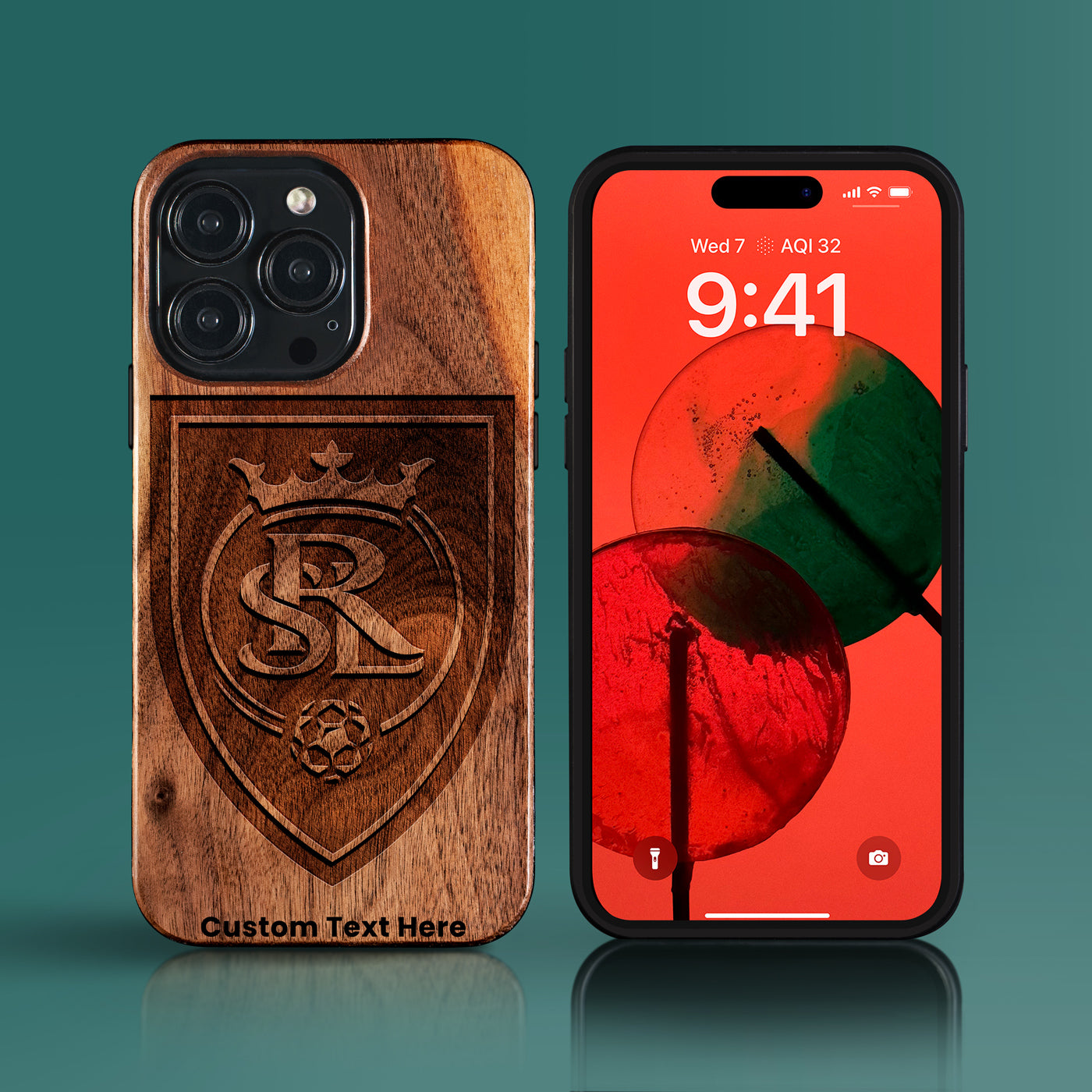 Custom Real Salt Lake iPhone 15/15 Pro/15 Pro Max/15 Plus Case - Carved Wood Real Salt Lake Cover