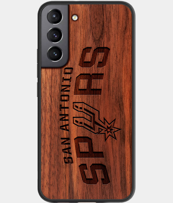 Best Walnut Wood San Antonio Spurs Galaxy S21 FE Case - Custom Engraved Cover - Engraved In Nature