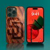 Custom San Diego Padres iPhone 14/14 Pro/14 Pro Max/14 Plus Case - Carved Wood Padres Cover