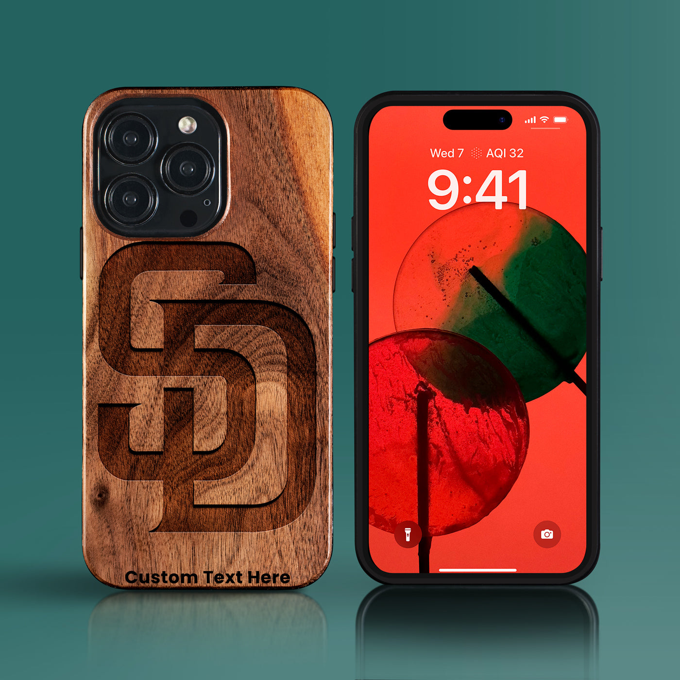 Custom San Diego Padres iPhone 15/15 Pro/15 Pro Max/15 Plus Case - Carved Wood Padres Cover