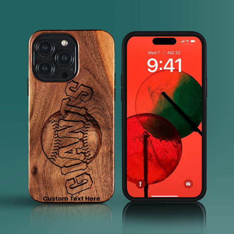 Custom San Francisco Giants iPhone 15/15 Pro/15 Pro Max/15 Plus Case - Carved Wood Giants Cover