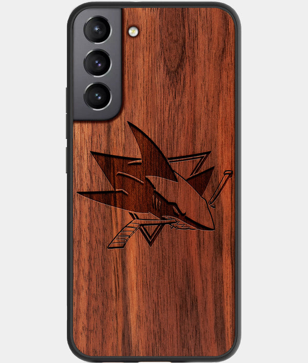 Best Walnut Wood San Jose Sharks Galaxy S21 FE Case - Custom Engraved Cover - Engraved In Nature