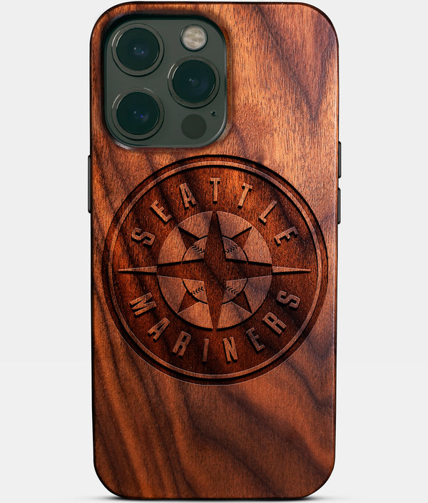 Custom Seattle Mariners iPhone 14/14 Pro/14 Pro Max/14 Plus Case - Wood Mariners Cover - Eco-friendly Seattle Mariners iPhone 14 Case - Carved Wood Custom Seattle Mariners Gift For Him - Monogrammed Personalized iPhone 14 Cover By Engraved In Nature
