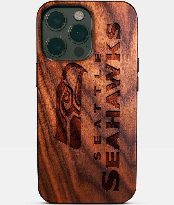 Custom Seattle Seahawks iPhone 14/14 Pro/14 Pro Max/14 Plus Case - Wood Seahawks Cover - Eco-friendly Seattle Seahawks iPhone 14 Case - Carved Wood Custom Seattle Seahawks Gift For Him - Monogrammed Personalized iPhone 14 Cover By Engraved In Nature