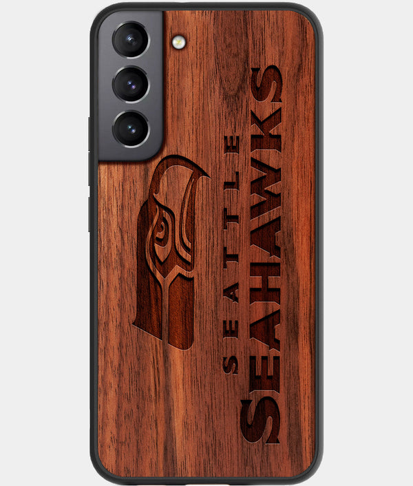 Best Walnut Wood Seattle Seahawks Galaxy S21 FE Case - Custom Engraved Cover - Engraved In Nature