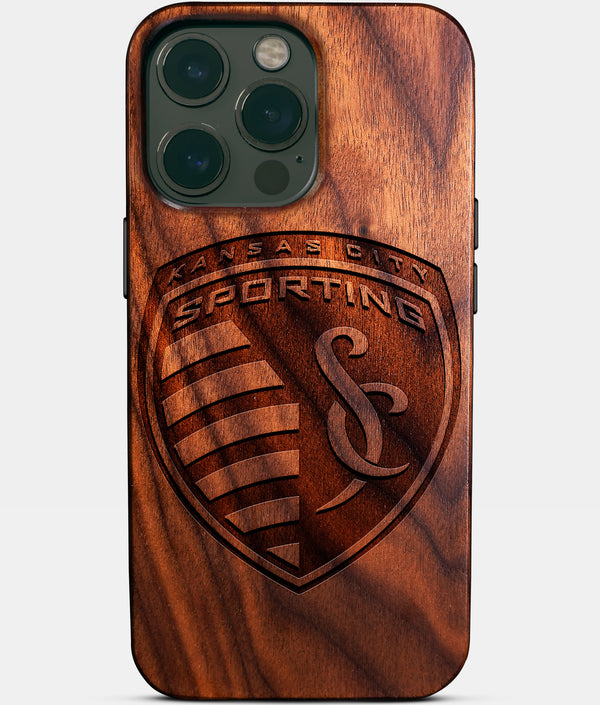 Custom Sporting Kansas City iPhone 14/14 Pro/14 Pro Max/14 Plus Case - Wood Sporting Kansas City Cover - Eco-friendly Sporting Kansas City iPhone 14 Case - Carved Wood Custom Sporting Kansas City Gift For Him - Monogrammed Personalized iPhone 14 Cover By Engraved In Nature