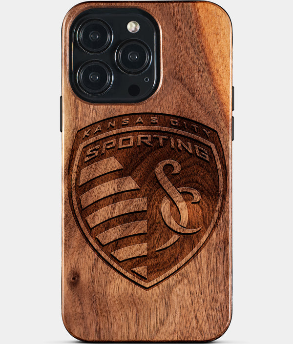 Custom Sporting Kansas City iPhone 15/15 Pro/15 Pro Max/15 Plus Case - Wood Sporting Kansas City Cover - Eco-friendly Sporting Kansas City iPhone 15 Case - Carved Wood Custom Sporting Kansas City Gift For Him - Monogrammed Personalized iPhone 15 Cover By Engraved In Nature
