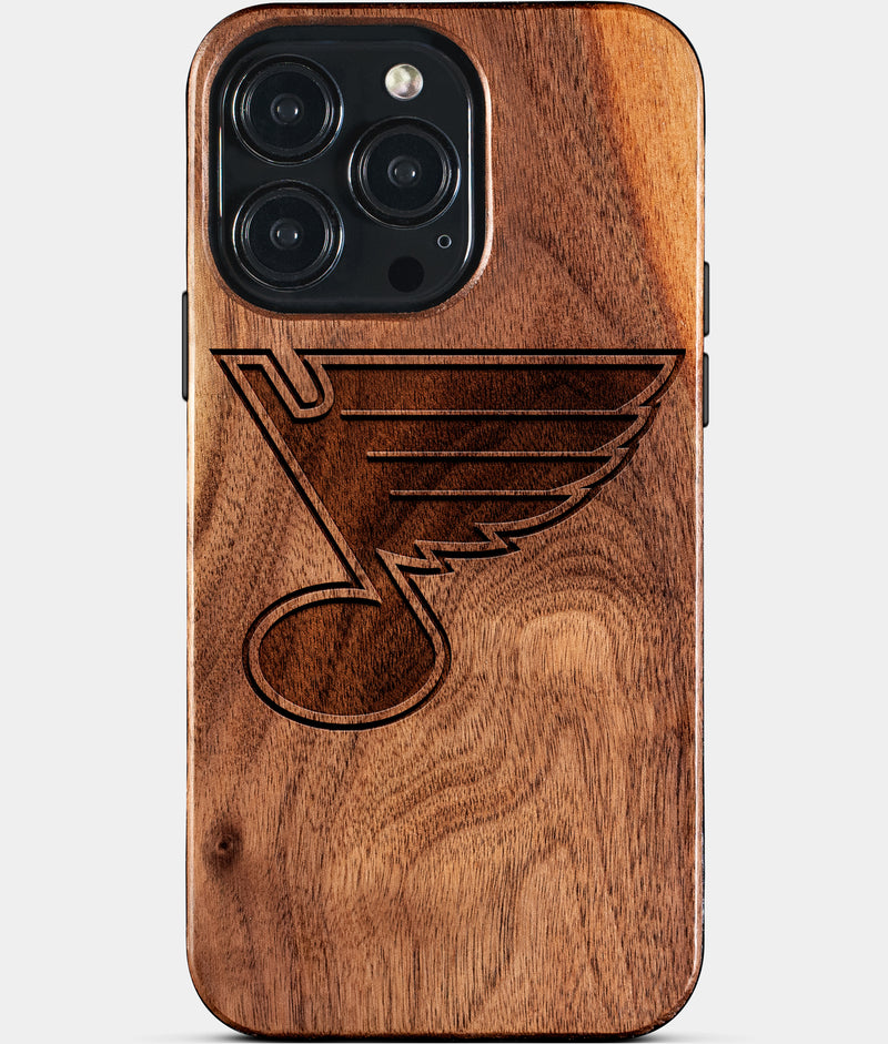 Custom St Louis Blues iPhone 15/15 Pro/15 Pro Max/15 Plus Case - Wood St Louis Blues Cover - Eco-friendly St Louis Blues iPhone 15 Case - Carved Wood Custom St Louis Blues Gift For Him - Monogrammed Personalized iPhone 15 Cover By Engraved In Nature