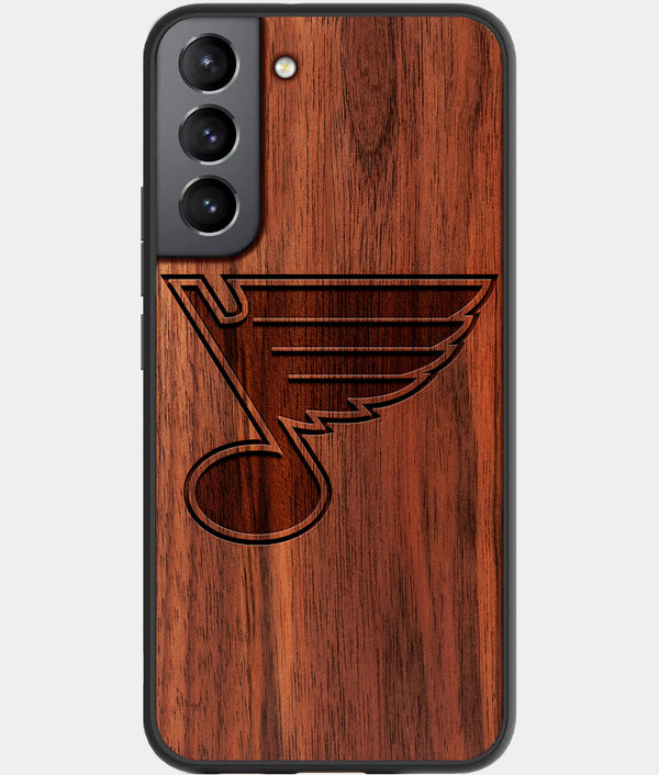 Best Walnut Wood St Louis Blues Galaxy S21 FE Case - Custom Engraved Cover - Engraved In Nature