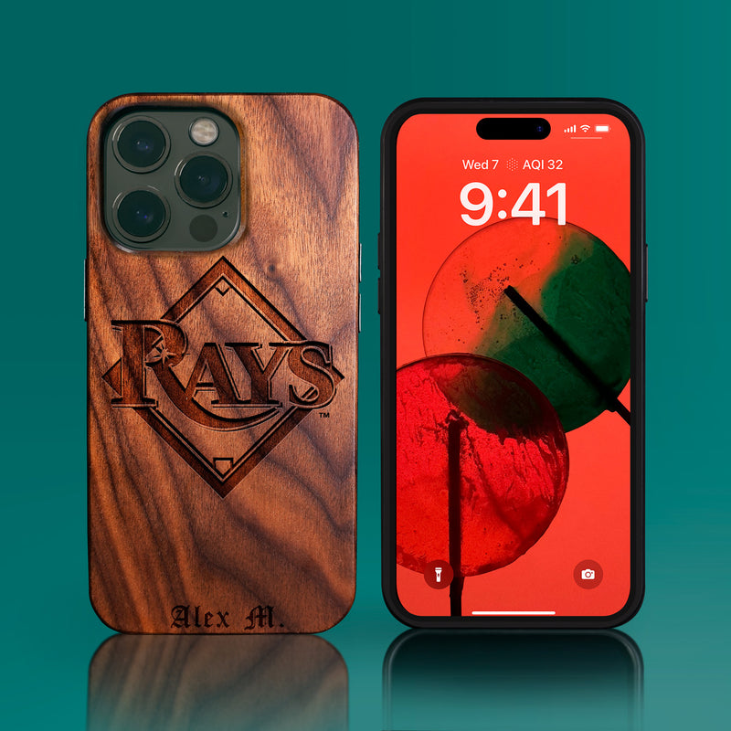 Custom Tampa Bay Rays iPhone 14/14 Pro/14 Pro Max/14 Plus Case - Carved Wood Rays Cover