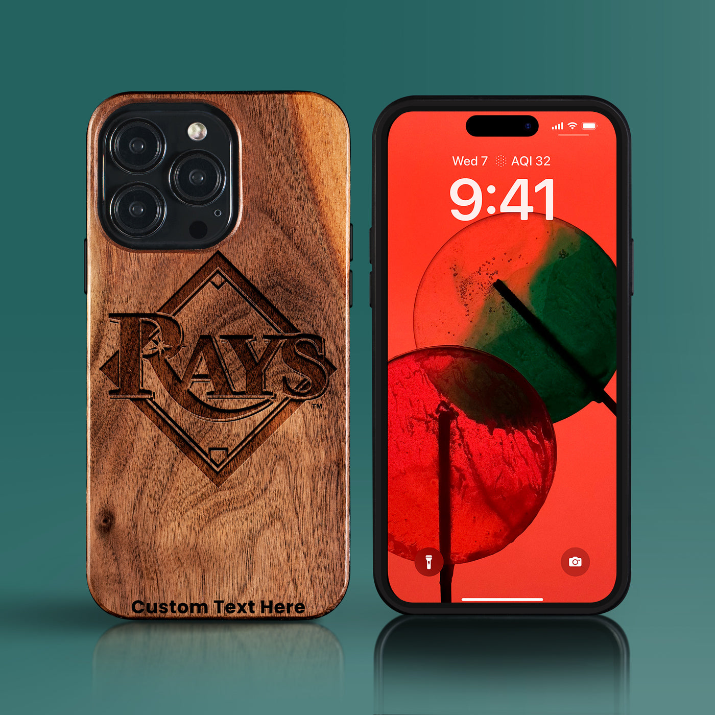 Custom Tampa Bay Rays iPhone 15/15 Pro/15 Pro Max/15 Plus Case - Carved Wood Rays Cover