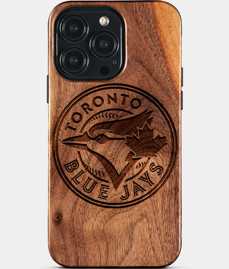 Custom Toronto Blue Jays iPhone 15/15 Pro/15 Pro Max/15 Plus Case - Wood Blue Jays Cover - Eco-friendly Toronto Blue Jays iPhone 15 Case - Carved Wood Custom Toronto Blue Jays Gift For Him - Monogrammed Personalized iPhone 15 Cover By Engraved In Nature